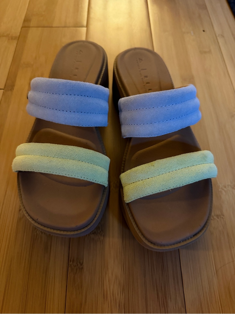 Reef Women's Double-Strap Slide Sandals in Light Blue and Pale Yellow